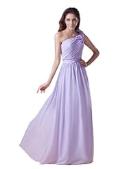 A-line Chiffon One Shoulder  Bridesmaid Dress  With a Sash  and Ruffles