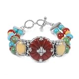 Carolyn Pollack Sterling Silver Carnelian Carousel Beaded Bracelet