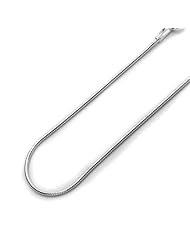0.9mm Nickel Free Italian Sterling Silver Chain Necklaces Rhodium Plated Round Snake 020 Gauge Chain ( Available Length 16"~20")
