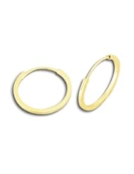 14K Yellow Gold Round Edge Hoop Kids Earrings