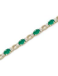 14K Yellow Gold Oval Emerald and Diamond Bracelet