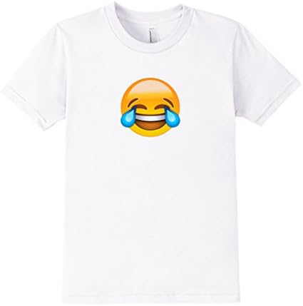 Happy Face With Tears of Joy Emoji Emoticon T-Shirt - Kids 10 - White