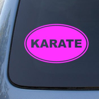 KARATE EURO OVAL - Martial Arts - Vinyl Car Decal Sticker #1723 | Vinyl Color: Pink
