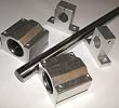 20mm Linear Shaft 55 Long w/2 Slide Units & 2 Shaft Supports