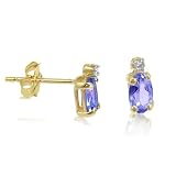 Tanzanite and Diamond Stud Earrings in 10K Yellow Gold (1/2ct tw)