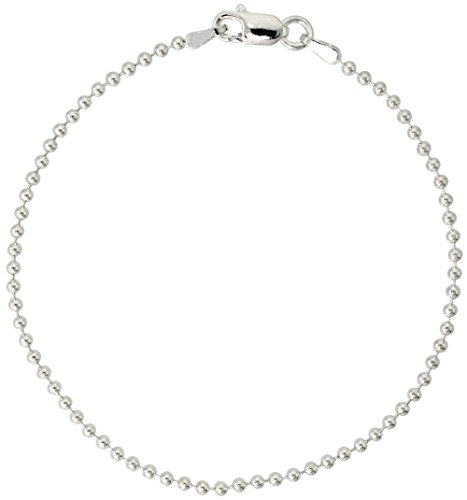Sterling Silver Pallini Bead Ball Chain Necklaces & Bracelets 2.5mm Nickel Free Italy, sizes 7 - 36 inch