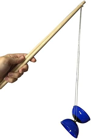 Pro Performance Chinese Diabolo Yoyo with Wooded Sticks High Flight Fly Action (Blue)