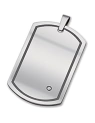 Stainless Steel Dog Tag Pendant with Immerse Plating & Diamond