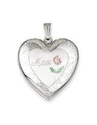 Genuine IceCarats Designer Jewelry Gift Sterling Silver 24Mm Enameled, D/C Mom Heart Locket