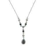1928 Jewelry Black Diamond Crystal Delicate Teardrop Necklace
