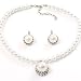 Silver Tone Glass Pearl Costume Jewellry Set