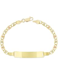 14k Tricolor Gold, Heart Kids Childrens ID Bracelet 6mm Wide