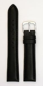 Men Padded Genuine Leather Watchband Black 18mm Watch Band