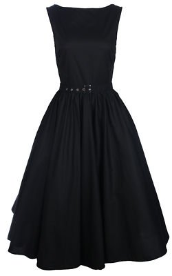 NEW BLACK VINTAGE 50s AUDREY HEPBURN STYLE SWING PARTY ROCKABILLY EVENING DRESS