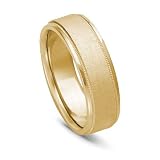 14k Gold Milgrained Men's Wedding Band, 7mm