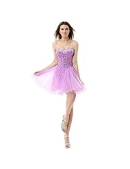 A-line Organza/Satin Backless Piping  Lace-Up Beaded Short Sweetheart Homecoming Dress/Party Dress/Mini Dress  With Ruffles