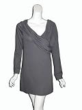 T-BAGS Draped Neck Sweater Dress in Gray