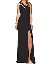 Sexy Summer Sleeveless Cowl Neck Draped Jersey/Polyester/Spandex Bandage Dress/Club Dress/Party Dress/Maxi Dress 