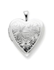 Sterling Silver 20mm with Daisies Heart Locket