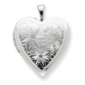 Sterling Silver 20mm with Daisies Heart Locket
