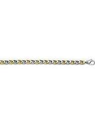 7mm Fancy Two Tone Gold Link Bracelet 9"