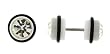 White Acrylic Fake Plugs with Clear Crystals in Both Ends - 0G - 16G Wire - Sold as a Pair