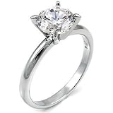 Womens Sterling Silver 2.0 ct 8mm Classic Large Solitaire Engagement Ring Setting (sizes 5 to 9)