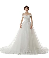 A-line Lace-Up Tulle Off the Shoulder  Dress