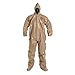 Dupont C3122TTNLG000600 CPF 3 Coverall with Hood, Taped Seam, Large, Tan (Pack of 6)