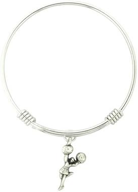 Cheerleader Silver Charm Bracelet. These Elegant Bangles Are a Beautiful Statement Worn Alone or Stacked in the Dozens! Handmade Right Here in Vero Beach, Fl, These Bracelets Are a Super Cute Addition to Every Outfit!