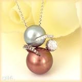 14K Chocolate & Gray Freshwater Pearl Diamond Pendant