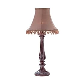 Alabastrite Mahogany Lamp w Beaded Shade CT-32276 by Custom Phones - Fun Home Products