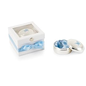 Mud Pie Baby Boy Silver-Plate First Tooth and Curl Treasure Box, Blue CarriageSilverplate First Tooth And Curl Keepsake Gift