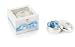 Mud Pie Baby Boy Silver-Plate First Tooth and Curl Treasure Box, Blue Carriage