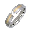 Titanium Gold Band Ring with Cubic Zirconia - Size: 8-12