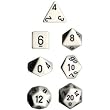 Polyhedral 7-Die Opaque Dice Set - White with Black