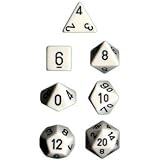 Polyhedral 7-Die Opaque Dice Set - White with Black