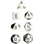 Chessex Dice: Polyhedral 7-Die Opaque Dice Set - White with Black