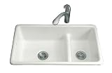 Kohler K-6625-FF Iron/Tones Smart Divide Self-Rimming or Undercounter Kitchen Sink, Sea Salt