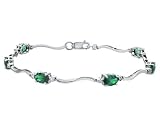 Created Emerald Gemstone and Diamond Bracelet in White Gold