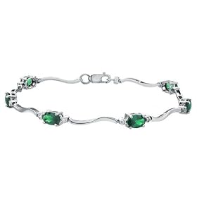 Buy Created Emerald Bracelet wtih Diamond 2.07 Carat (ctw) in 10K White Gold by MyJewelryBox.com