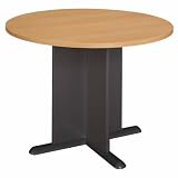 Bush Furniture Round Conference Table, Light Oak