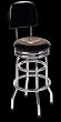 Barstool w 2 Foot Rings - Chrome Seat Ring - Back Rest w Swivel Pool Chairs Barstools
