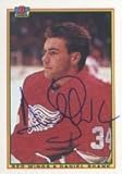 Dave Barr, Detroit Red Wings, 1990 Bowman Autographed Card