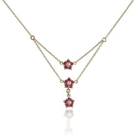 Free Shipping on 18k Yellow Gold Overlay Sterling Silver 3-Row Ruby Flower Necklace at Amazon till supplies last Free Shipping on 18k Yellow Gold Overlay Sterling Silver 3-Row Ruby Flower Necklace at Amazon till supplies last