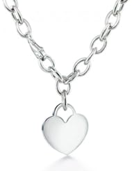 Bling Jewelry Heart Tag Sterling Silver Charm Necklace 16 Inch