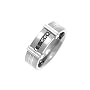 7mm Titanium Brush Metal Ring With 5 Channel Set Stones In A Row Enhanced By A Paralel Grooved Chanel