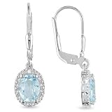 Sterling Silver 1 7/8 CT TGW Blue Topaz Sky 0.01 CT TDW Diamond Lever Back Earrings (I3)