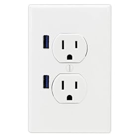 FastMac ACE-7169 U-Socket Standard Duplex Dual Outlet Dual USB, 110V, 15AMP TruePower, White