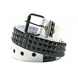 MENS/WOMENS BLACK STUDDED WHITE PUNK BELTS- 30" TO 44"